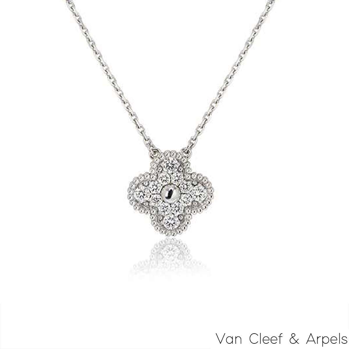 Van Cleef & Arpels White Gold Vintage Alhambra Diamond Necklace VCARA46100